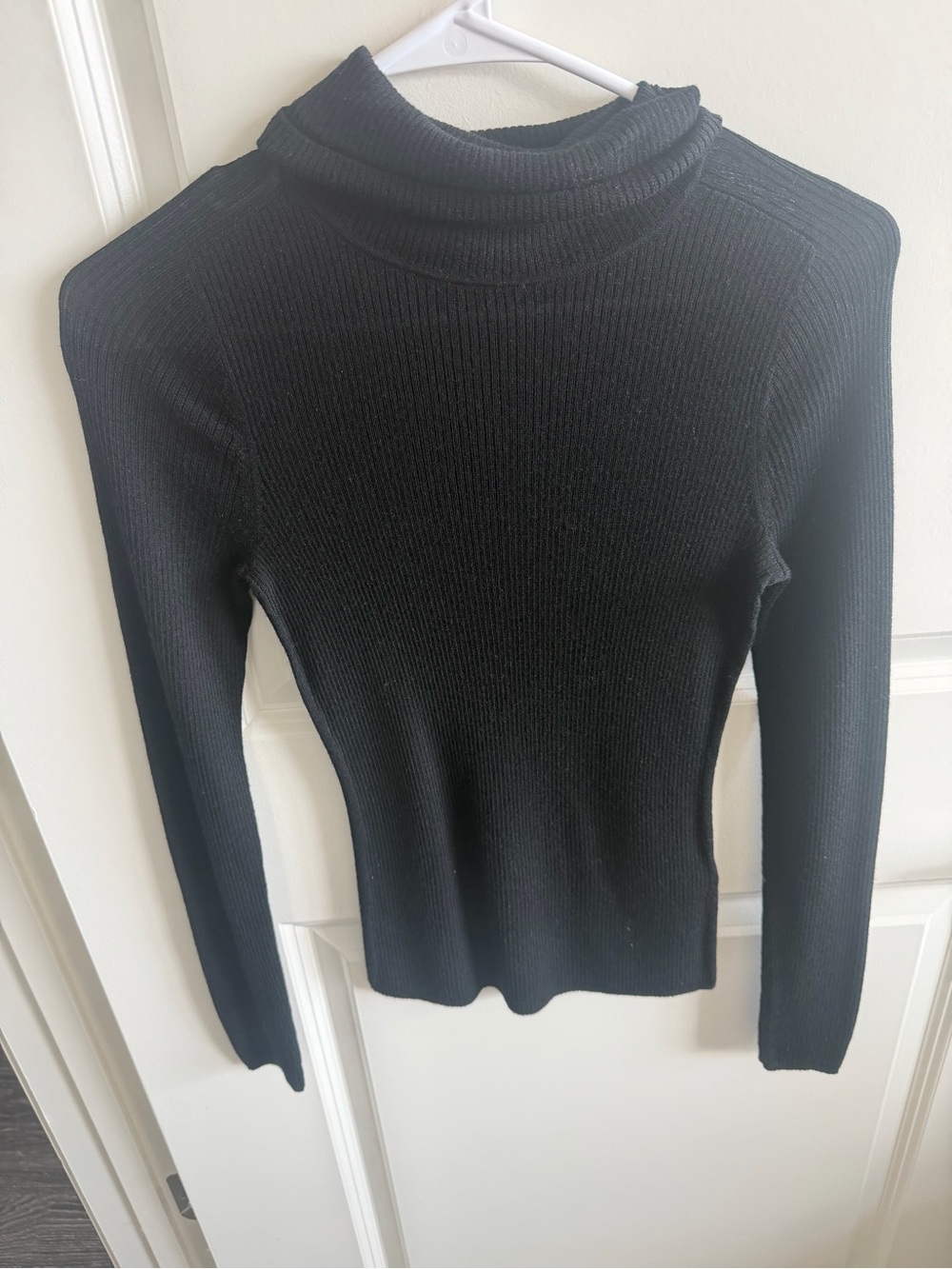 Everlane Black Ribbed Slim Turtleneck Long Sleeve Top